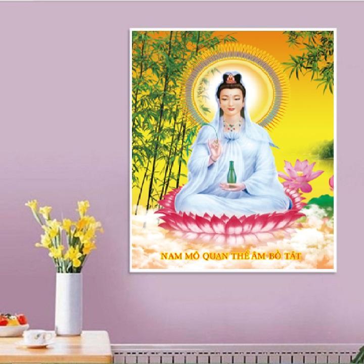 Tranh đính đá Quan Âm Bồ Tát LV371kích thước50 x 64cm Tranh Mariko