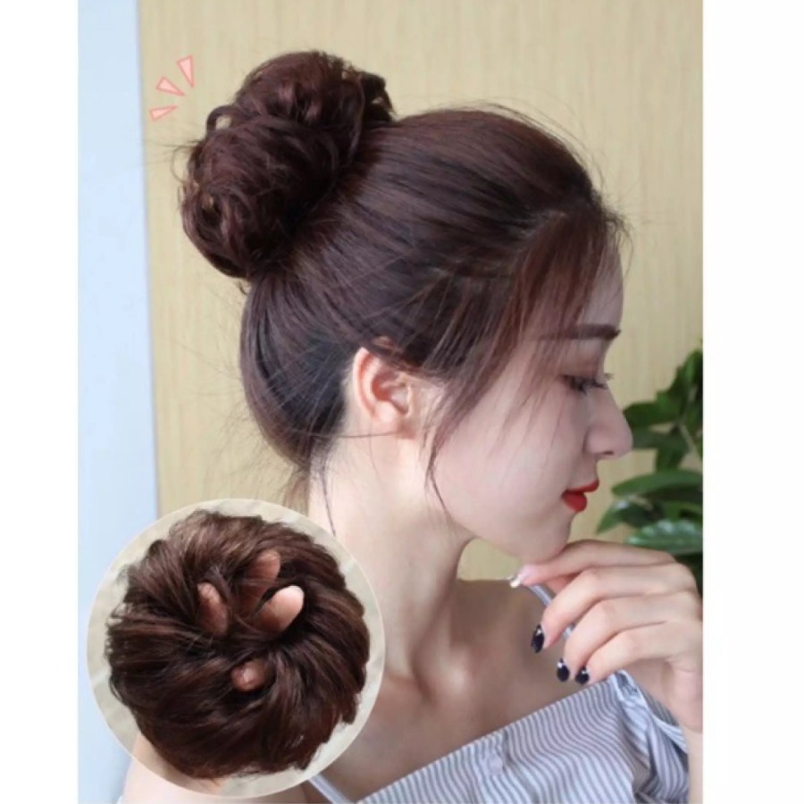 TÓC GIẢ BÚI TÓC XOĂN DẠNG BUỘC DỄ SỬ DỤNG