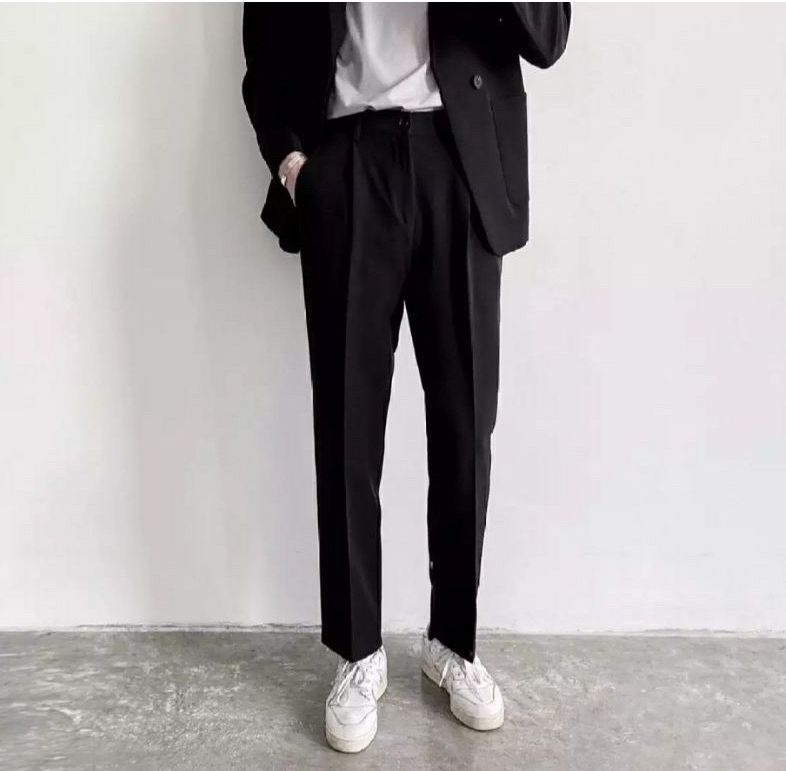 Quần baggy nam ống rộng  quần tây baggy nam đen vải Hàn Quốc co giãn nhẹ chống nhăn chống xù