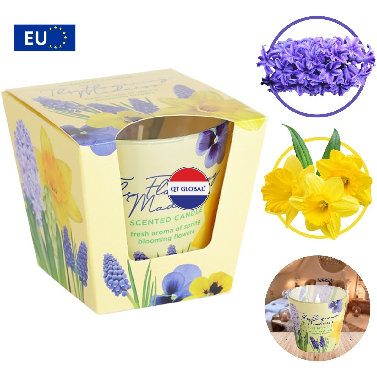 Ly nến thơm Bartek Candles 115g Flowering Madness - hoa dạ lan hương, thơm phòng, thư giãn, hỗ trợ khử mùi, không khói