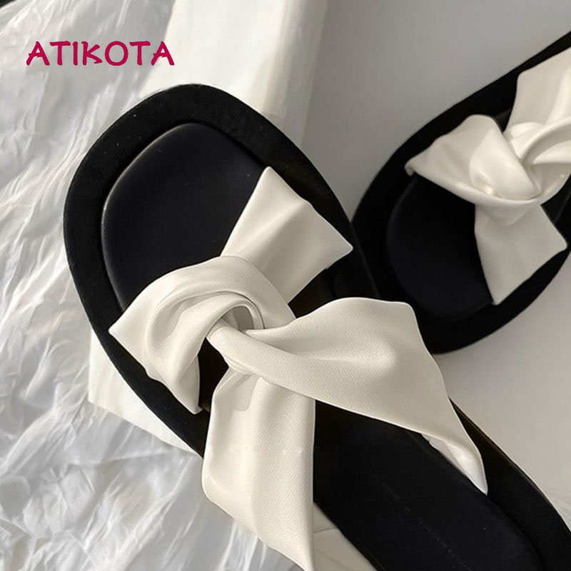 Atikota Dép Sandal Mũi Vuông Đế Dày Mềm Mại Chống Trượt Thời Trang Mùa Hè