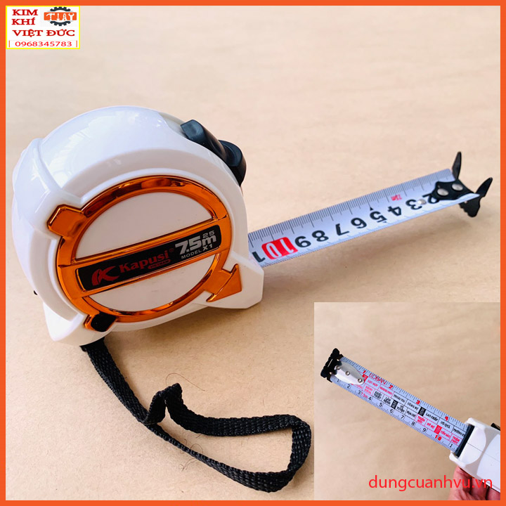 Thước rút, Thước cuộn thép có lỗ ban phong thủy Kapusi Nhật Bản 7.5m