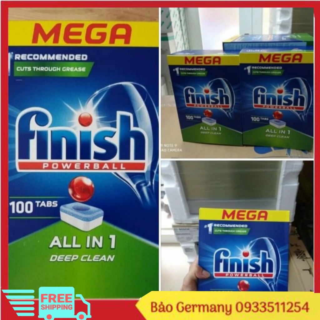 VIÊN RỬA BÁT FINISH ALL IN 1 MEGA 100 VIÊN