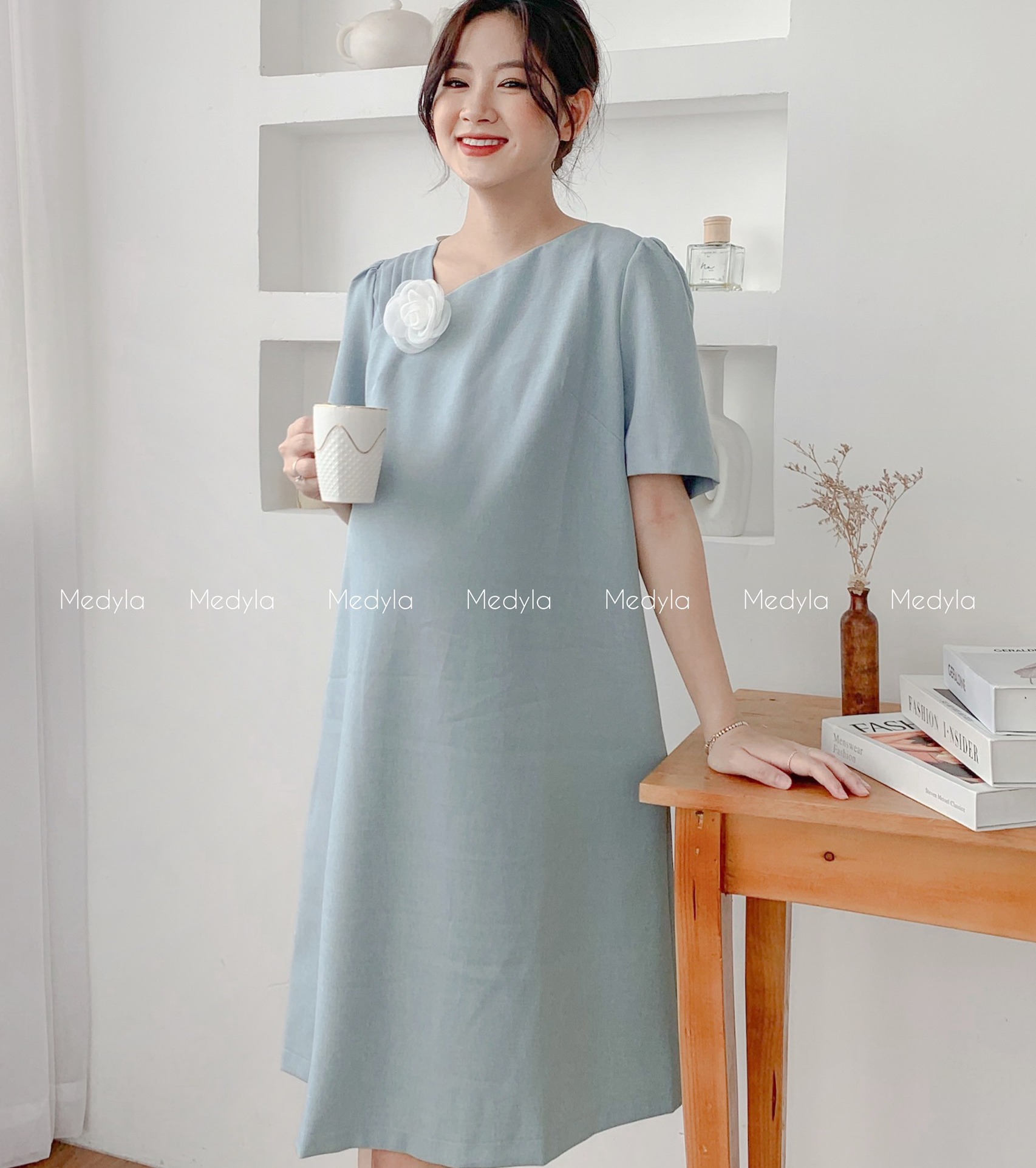 Váy bầu mùa hè mango thanh lịch - Đầm bầu công sở thiết kế Medyla - VS644