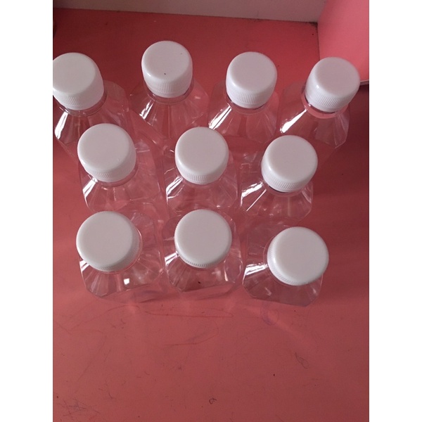 3 Chai Nhựa Vuông 330ml Lắp Trắng/ Chai nhựa đựng trà sữa