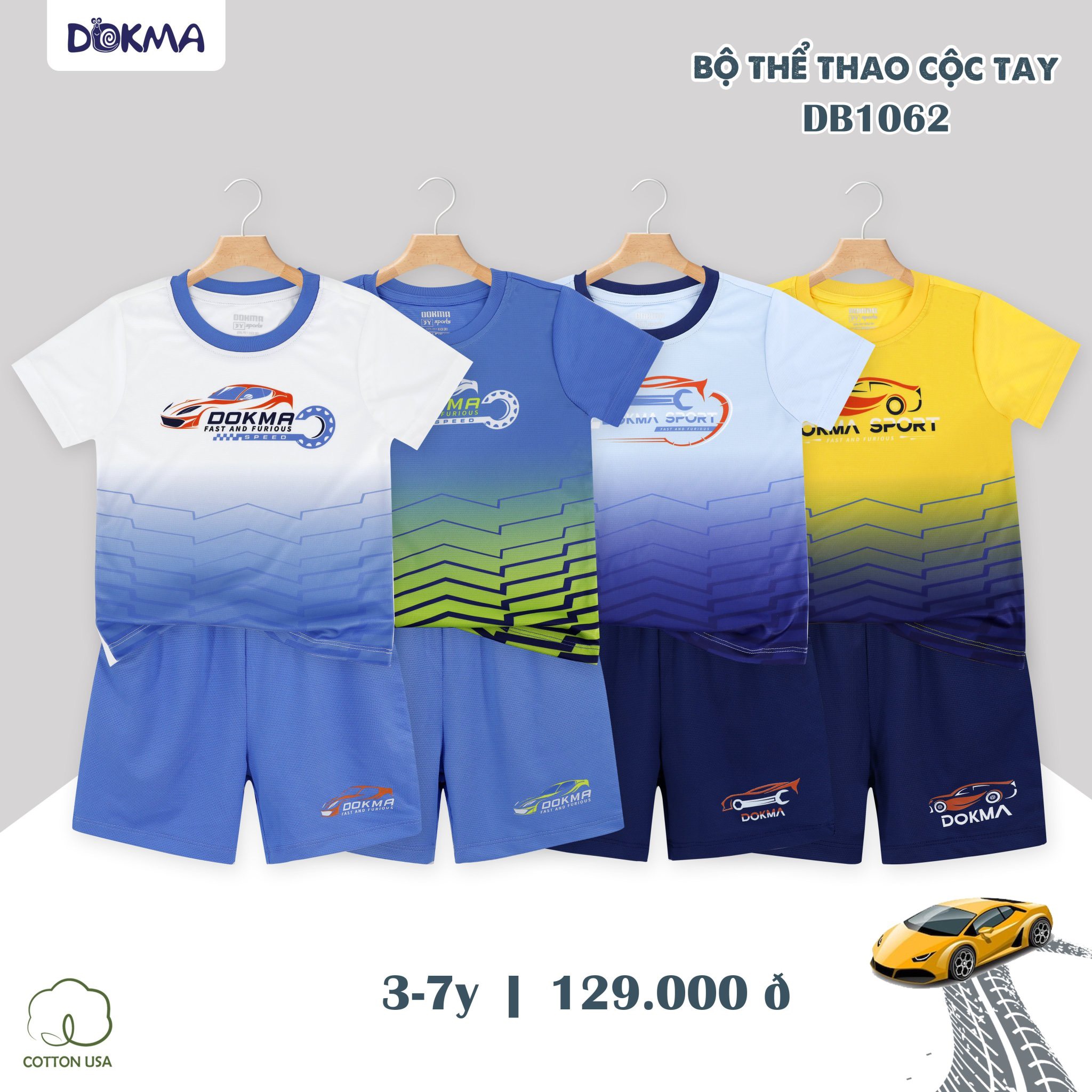 DOKMA Bộ quần áo cộc tay thể thao dokma Bé Trai DB10623-7y