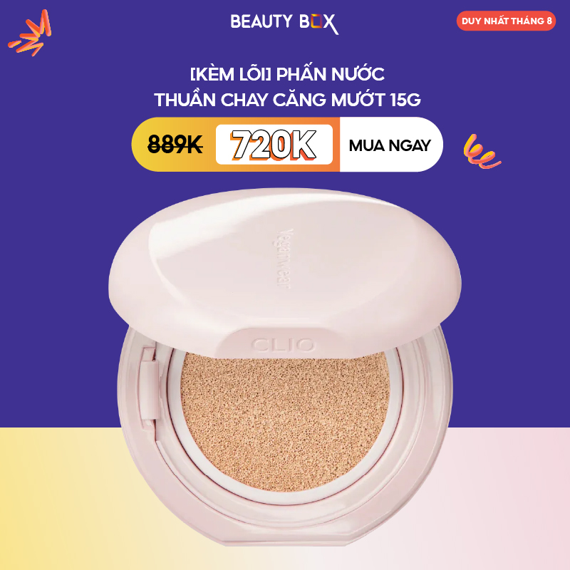 Phấn nước thuần chay làm sáng da clio veganwear pure blurring cushion spf50+ pa+++