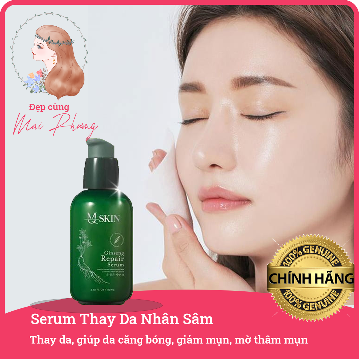 Serum tái tạo nhân sâm giúp tái tạo da ngăn ngừa nám, tàn nhang mq skin