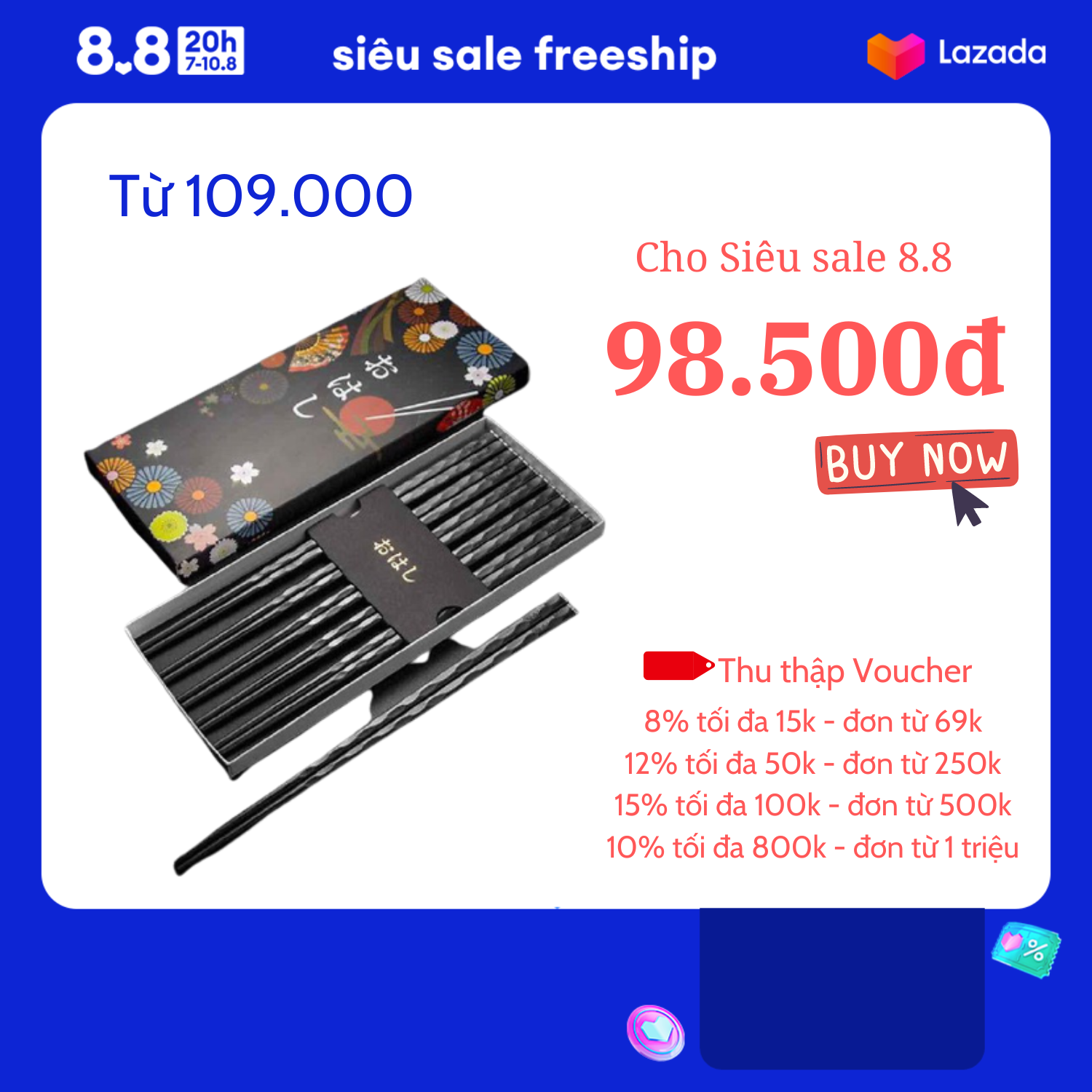 Đũa sơi thỷ tinh kháng khuẩn Shikisai set 5 hàng chính hãng Nhật Bản
