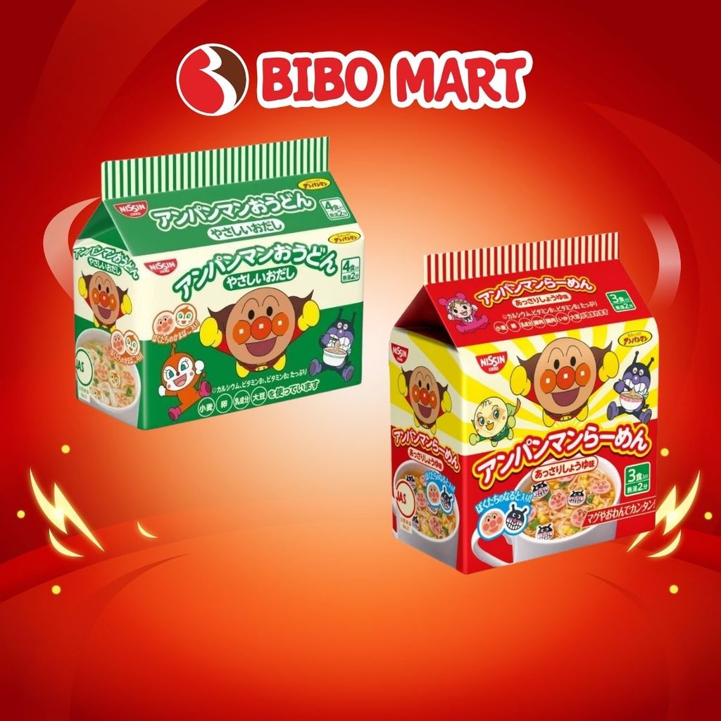 Mì Ramen Nissin Anpanman Vị Trứng Thịt, Vị Hải Sản - Mì Ăn Dặm Cho Bé (Trên 12 tháng) - Bibo Mart
