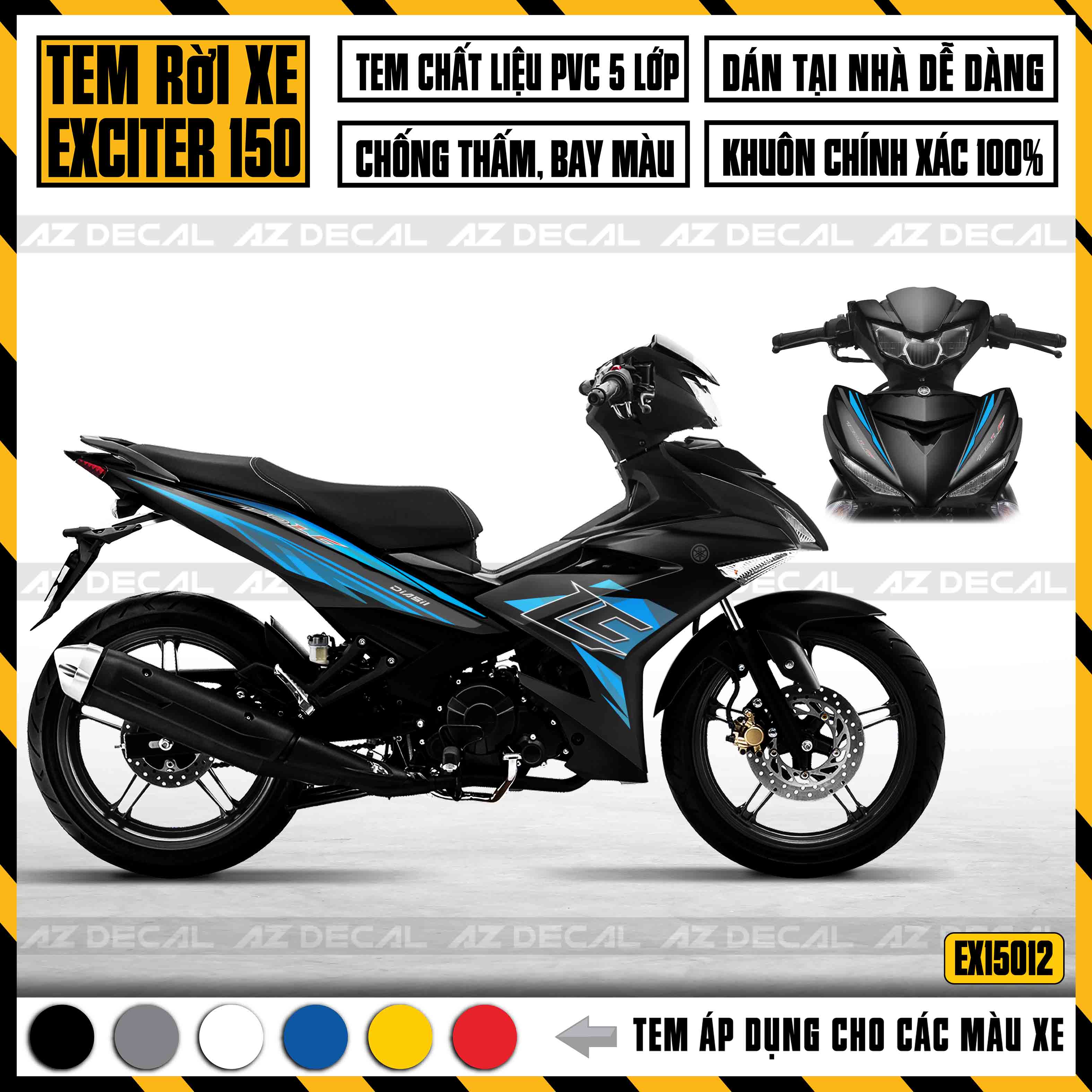 Tem Rời Dán Xe Exciter 150 Mẫu LC | EX15012 | Decal Chế Chất Liệu PVC Cao Cấp, Dán Trang Trí Làm Đẹp Xe - Azdecal