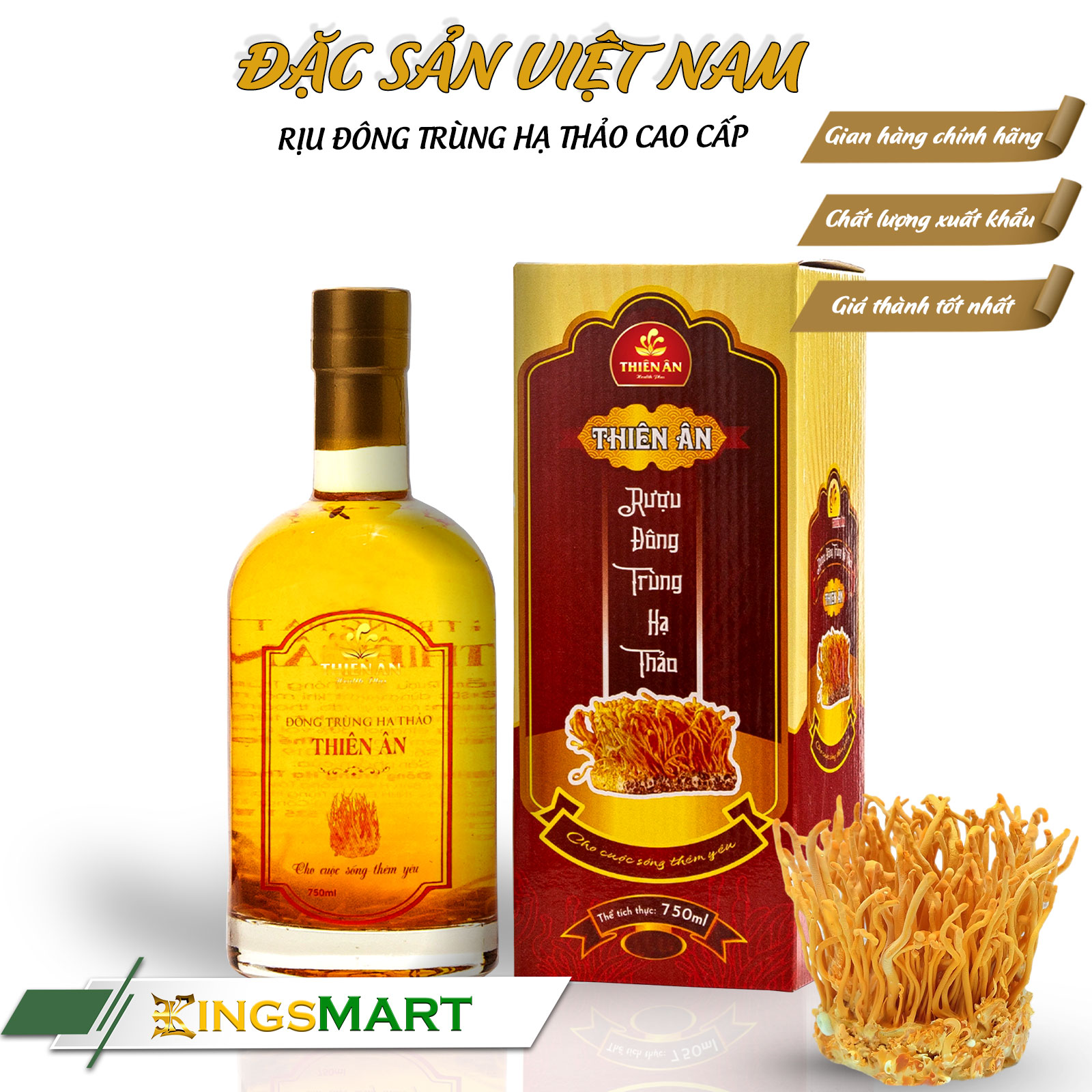 Rịu Nếp Đông Trùng Hạ Thảo 750ml – Thương hiệu THIÊN ÂN – Đặc Sản Tiền Giang