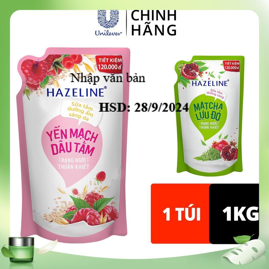 SỮA TẮM HAZELINE DƯỠNG THỂ THIÊN NHIÊN TRẮNG SÁNG DA TÚI 1KG
