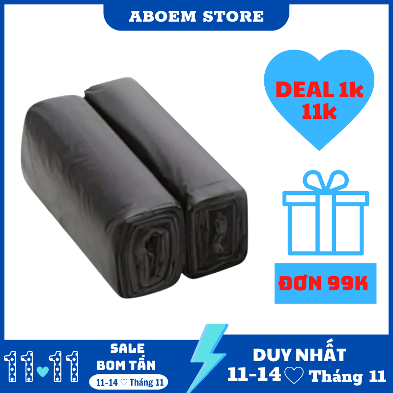 [11/11-14/11 Tặng quà cho đơn từ 69k]3 cuộn 1kg túi đựng rác sinh học tự phân hủy cỡ nhỏ, trung, đại loại màu đen - ABOEM STORE