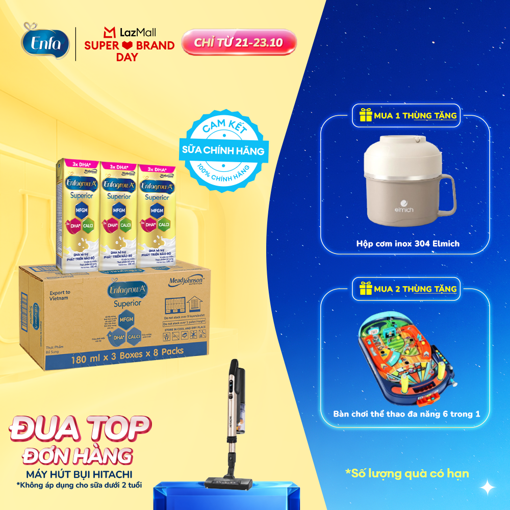 Thùng 24 Hộp Sữa Bột Pha Sẵn Enfagrow A+ Superior 180ml Hỗ Trợ Phát Triển Não Bộ Cho Trẻ Từ 1 Tuổi