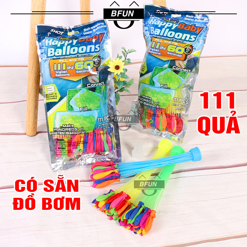  Bộ 111 QUẢ Bong Bóng Nước Chùm HappyBaby Balloons - Bóng Bay Nước Chùm - Bong Bóng Ném Nước - Đồ Chơi Dành Cho Bé Trai Và Bé Gái - Đồ Chơi Trẻ Em BFUN 