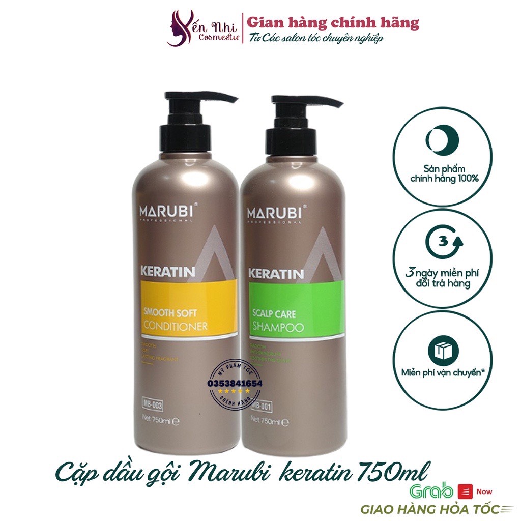 Dầu gội đầu keratin Marubi cặp dầu gội xả phục hồi hư tổn giảm rụng tóc 750ml