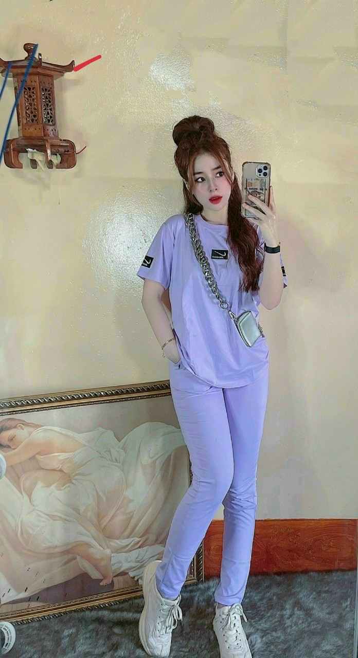 Set bộ cotton dài logo thêu năng động - y hình