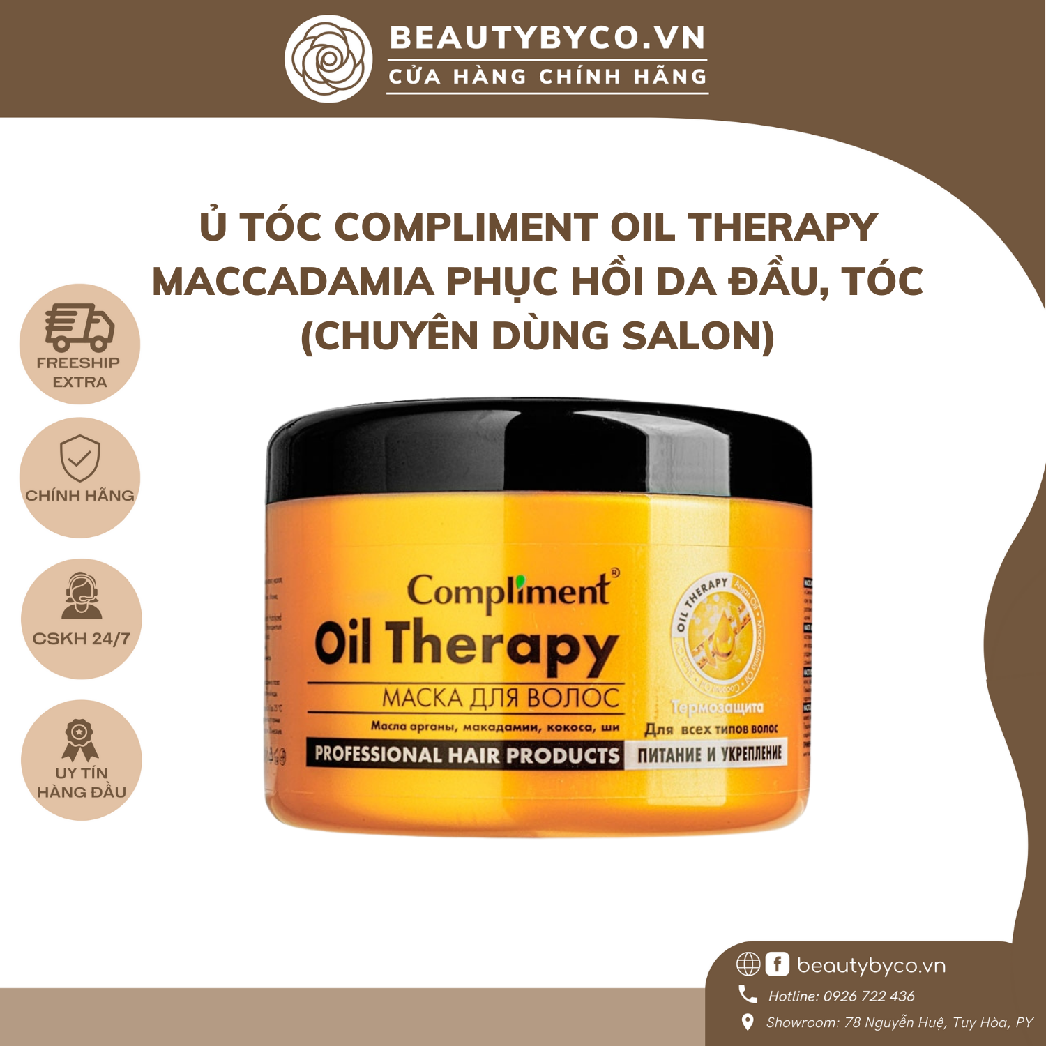 Ủ tóc Compliment Oil Therapy phục hồi & dưỡng tóc chắc khoẻ, bóng mượt, bồng bềnh,vào nếp 500ml