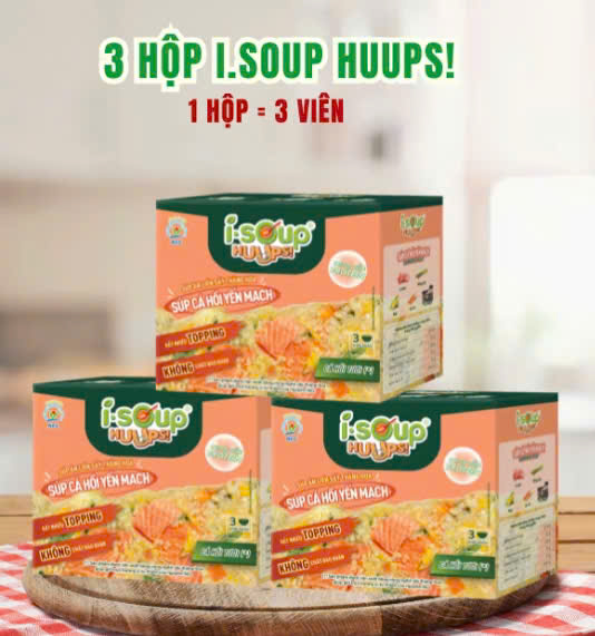 {Date 09/2026} COMBO 3 Hộp súp cá hồi yến mạch ISOUP HUPS