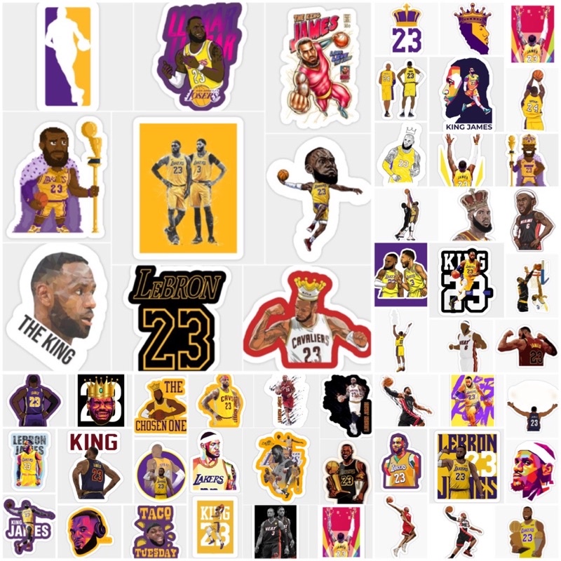 Sticker Lebron James 30-60 cái ép lụa khác nhau/Hình dán bóng rổ Lebron James