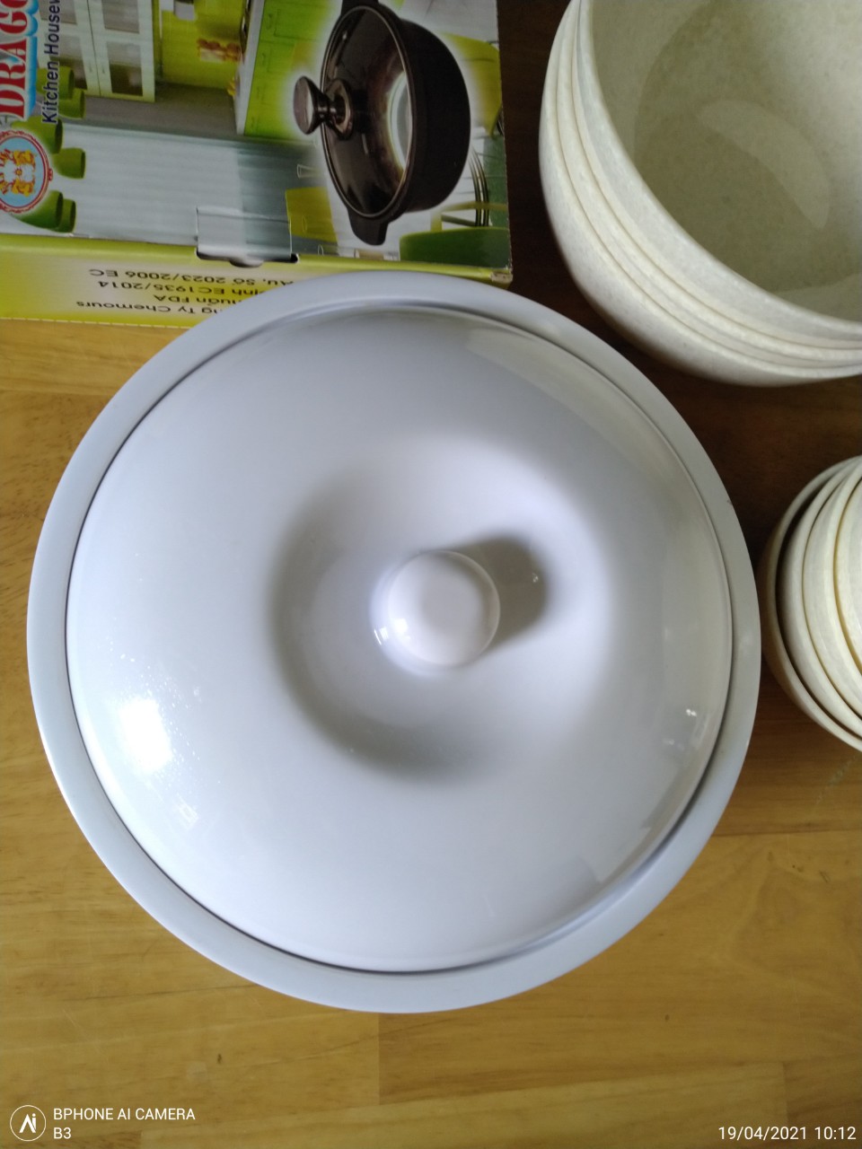 [HCM]Thố cơm có nắp màu trắng chất liệu Melamine - 1 cái