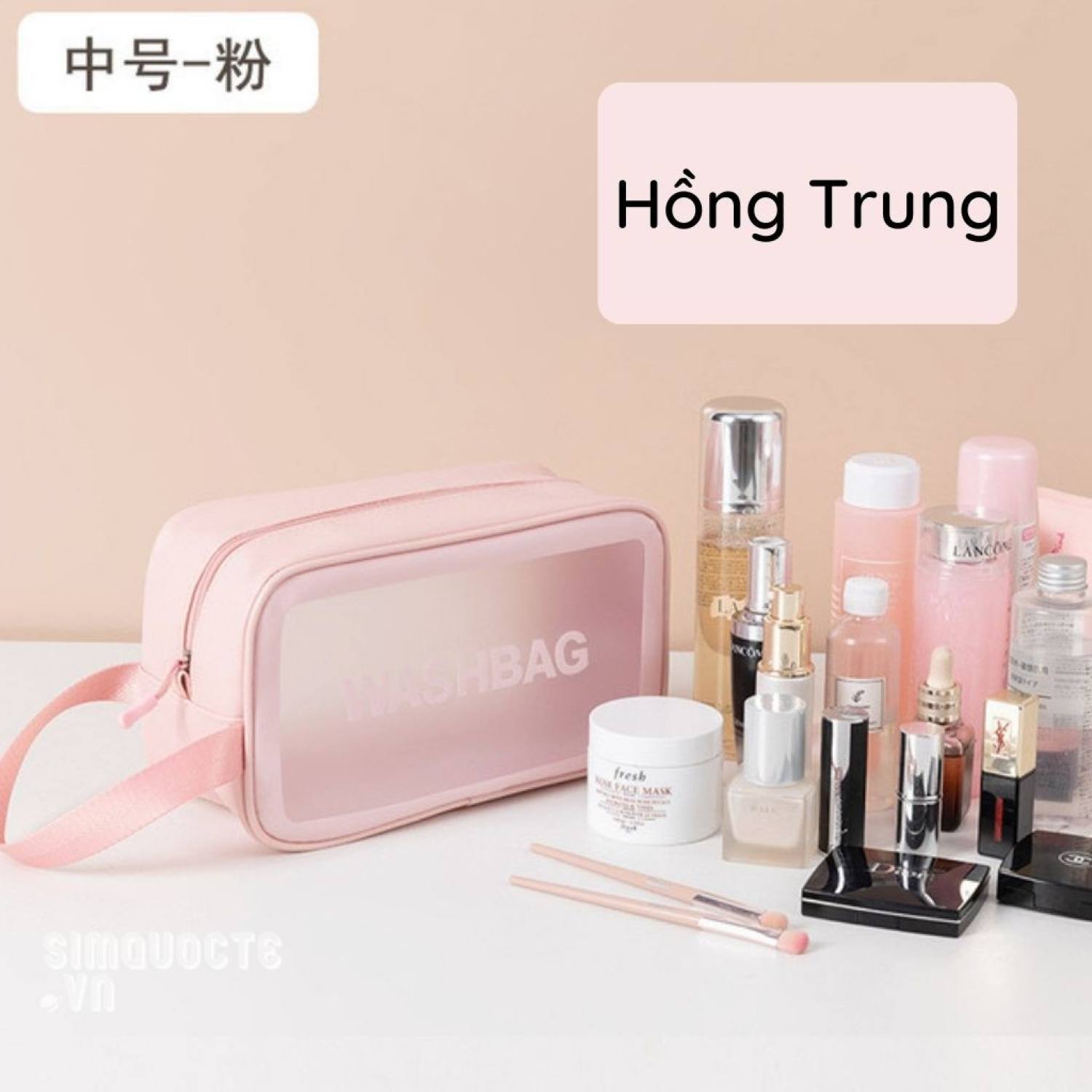 Túi đựng mỹ phẩm đồ du lịch trong suốt, túi mĩ phẩm WASHBAG chống nước cỡ mini và lớn