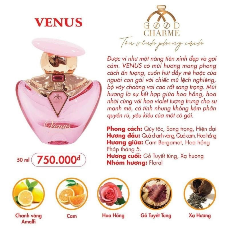 Nước Hoa Nữ VENUS 50ml Hương thơm ngọt ngào , sang trọng, quyến rũ