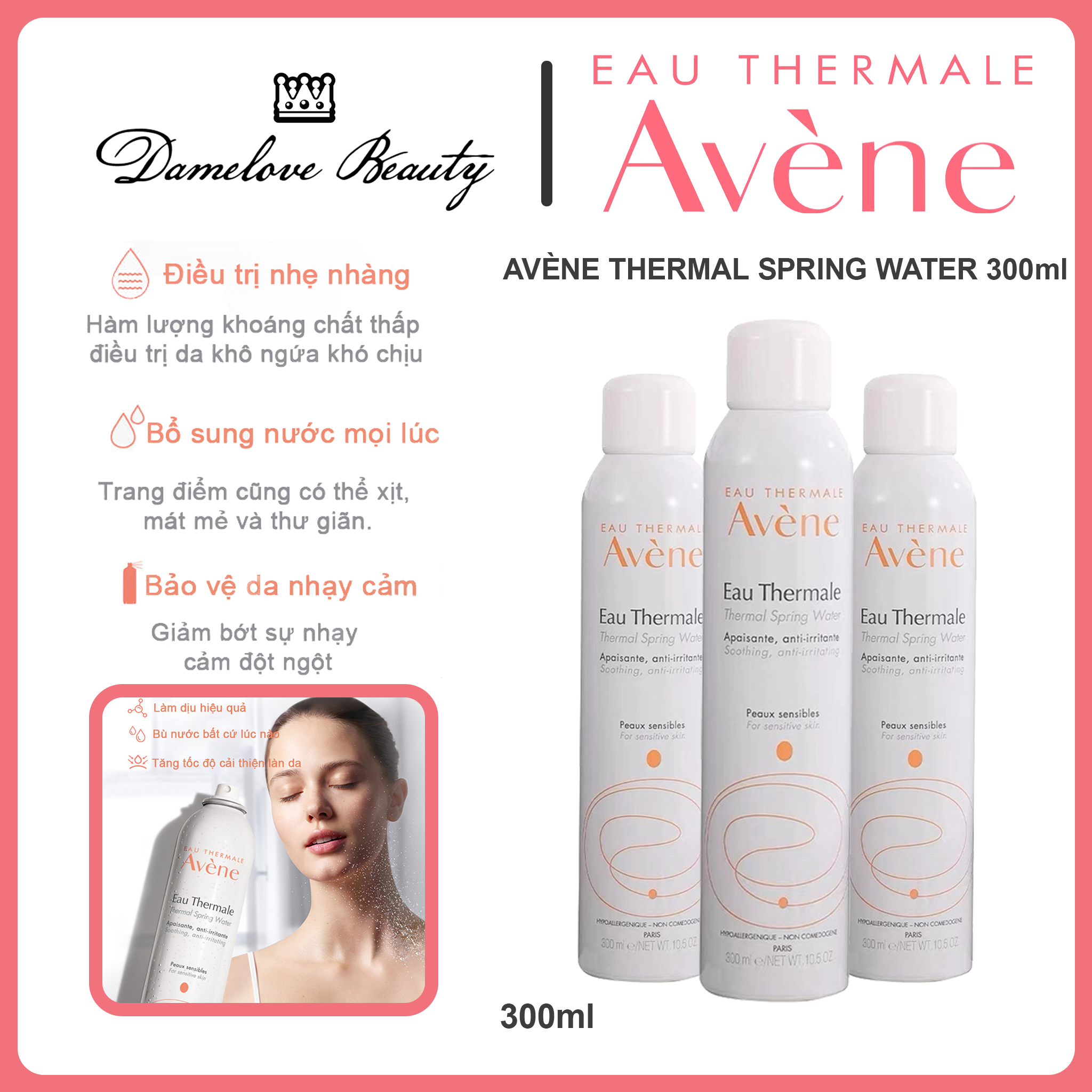 Xịt khoáng chuẩn Pháp Eau Thermale Avène Thermal Spring Water 300ml Kem giảm Mụn, làm mờ thâm