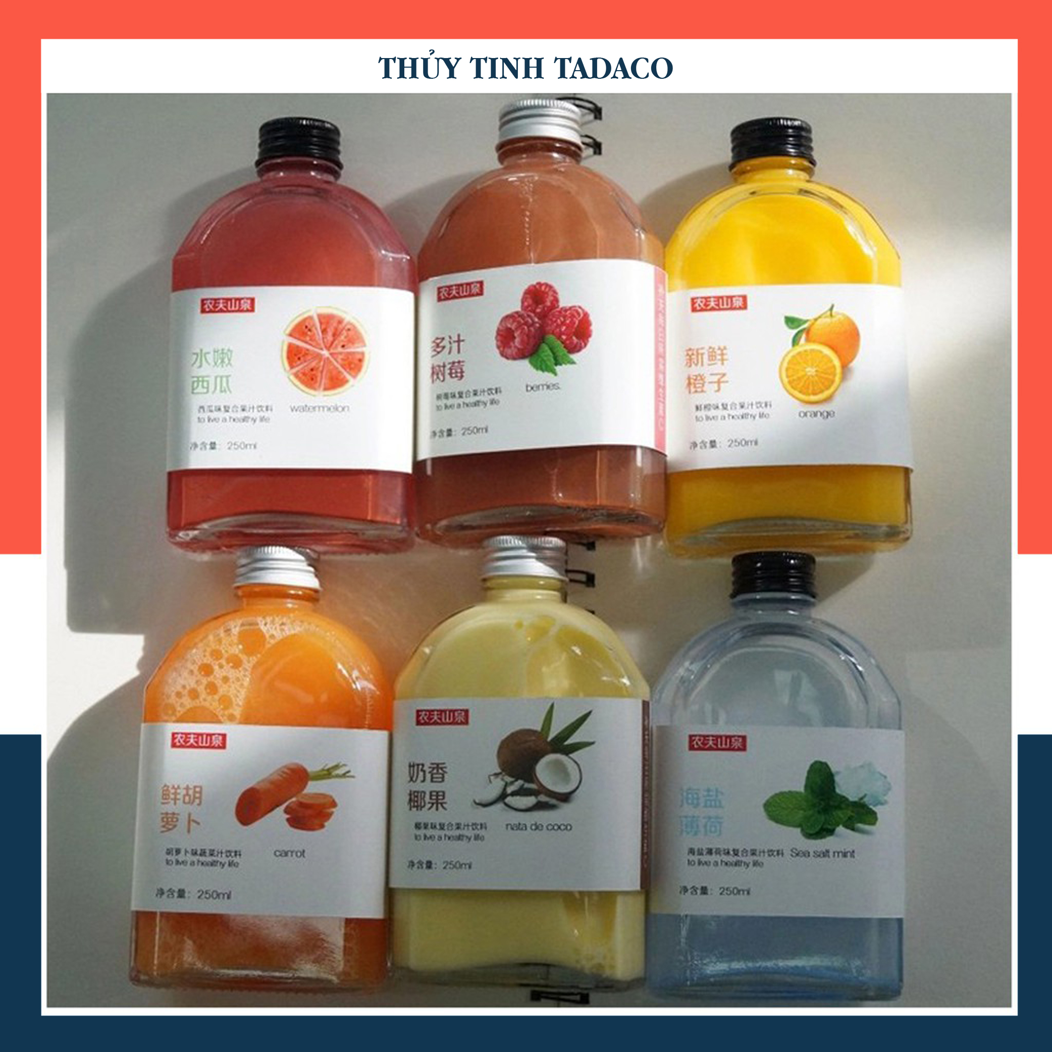 Chai thủy tinh nắp thiếc Dẹp vai vuông 100ml 250ml 350ml 500ml