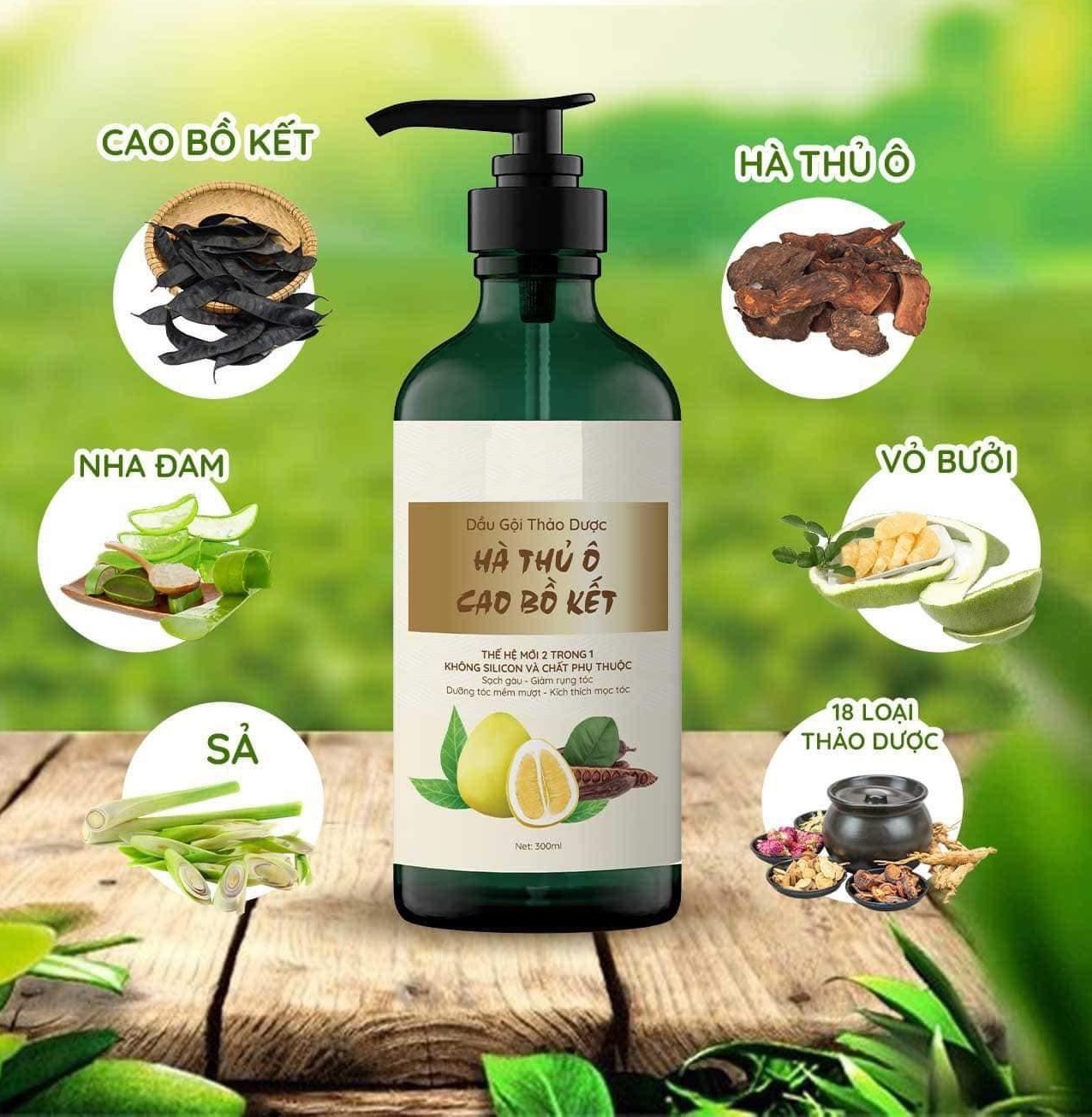 Bộ dầu gội bưởi bồ kết - Xịt tóc tinh dầu bưởi, kích mọc tóc, giảm gãy rụng