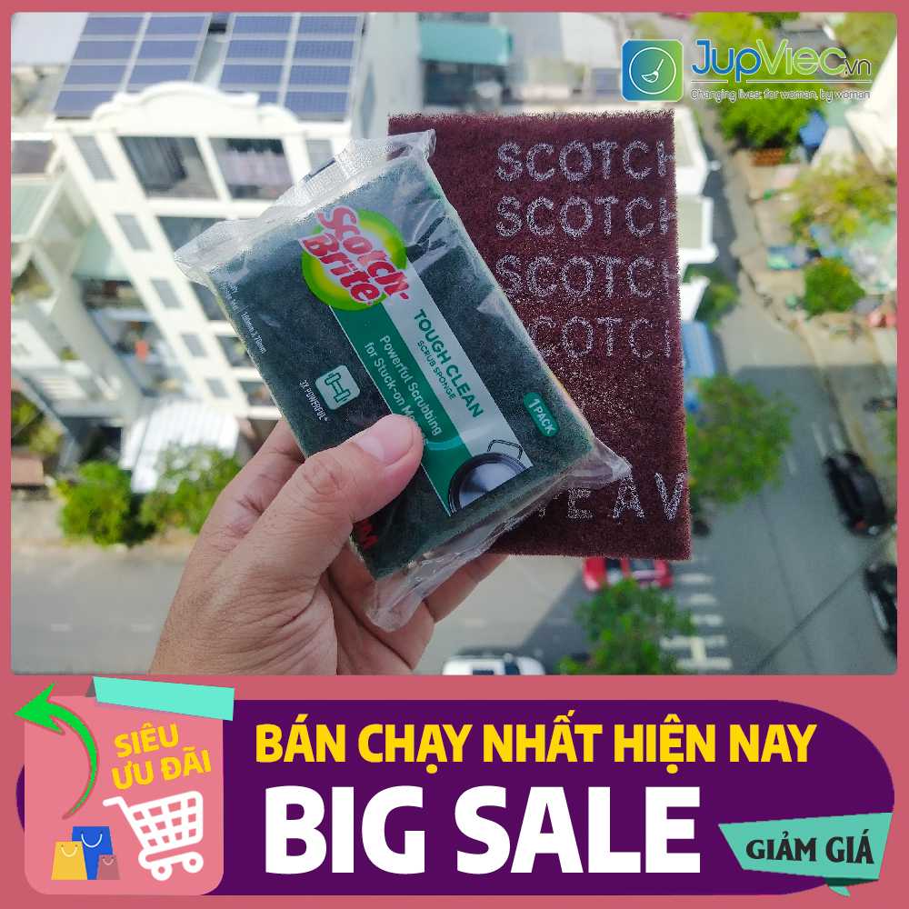 Combo Cọ mút - Cước cọ rửa siêu sạch Scotch Brite 3M | Miếng bọt biển - cọ ráp đa năng