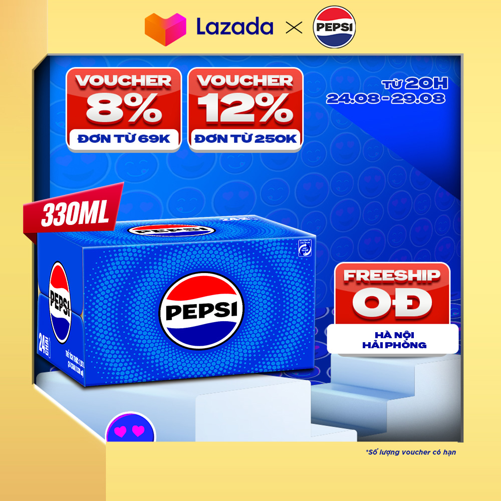 Thùng 24 chai nước ngọt có gaz pepsi