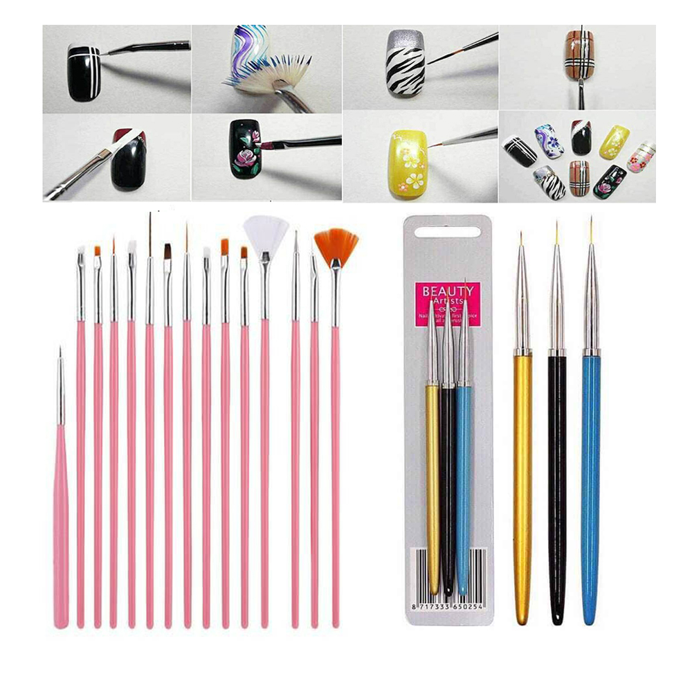 Sét cọ nét 3 cây, bộ cọ 15 cây chăm sóc trang trí móng làm đẹp nail shopinail