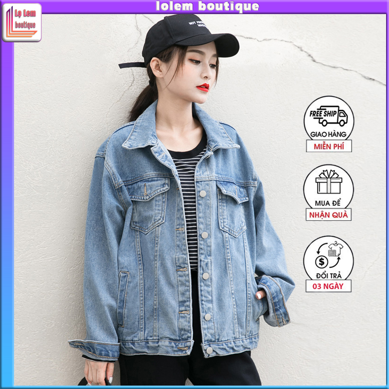 Áo khoác jean Nữ form rộng big size hàn quốc cao cấp quảng châu trẻ trung năng động - Lolem Boutique