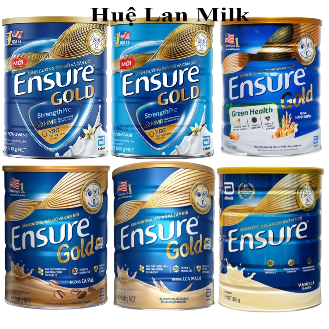 Sữa Bột  Abbott Ensure Gold HMB Hương Vani/ Vani Ít Ngọt/ Hạnh Nhân/ Cà phê/ Lúa Mạch/ Ensure Úc - Hộp 850g