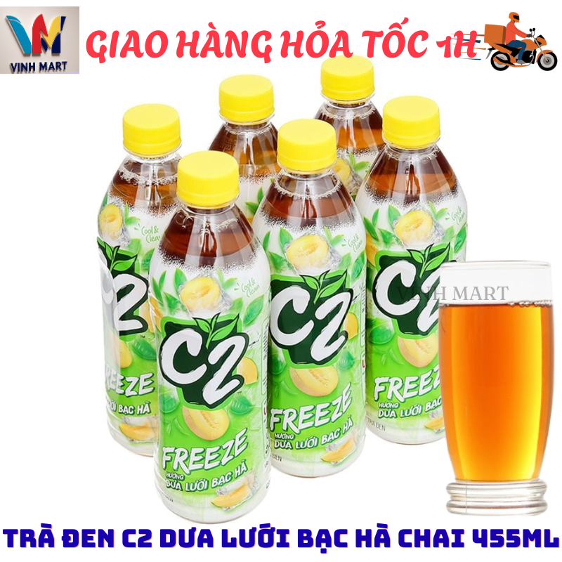 C2 Vị Dưa Lưới Bạc Hà 1 Lốc 6 Chai 455 Ml