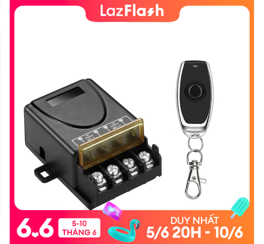 Bộ điều khiển từ xa 100 MÉT công suất lớn 40A 3500W bật tắt máy bơm nước máy rửa xe LOẠI 1 NÚT tiện dụng công tắc điều khiển từ xa không dây