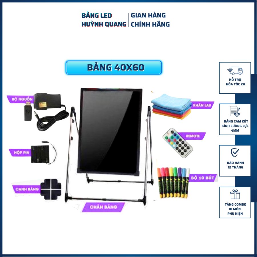 Bảng led huỳnh quang, bảng led dạ quang 40x60cm