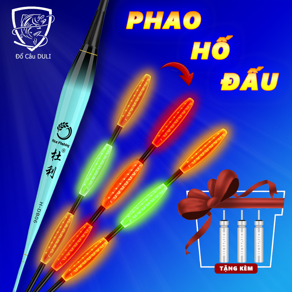 Phao Hố Đấu Rice Fishing Phao câu đêm thông minh chuyên săn hàng siêu nhạy bắt chống sóng chống gió [Tặng 3 Pin ] PC-40