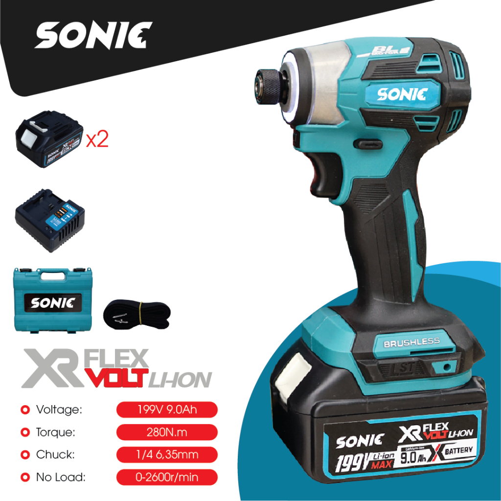[KHÔNG CHỔI THAN] Máy Bắn Vít SONIC 199V đầu 2 trong 1 - Máy vặn ốc SONIC ruột đồng 100%