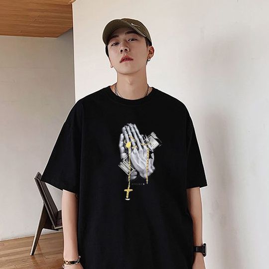 [HCM]Áo Thun unisex nam nữ, áo phông in hình chấp tay siêu chất, cá tính, chất thun cotton với 2 màu trắng và đen