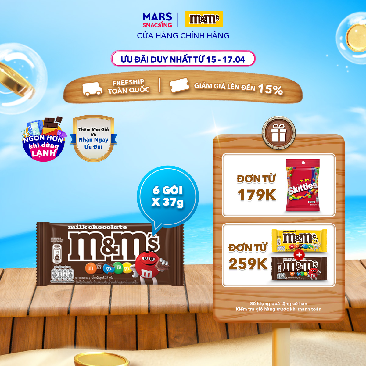 Combo 6 Gói Kẹo Sôcôla Sữa MM's 37g