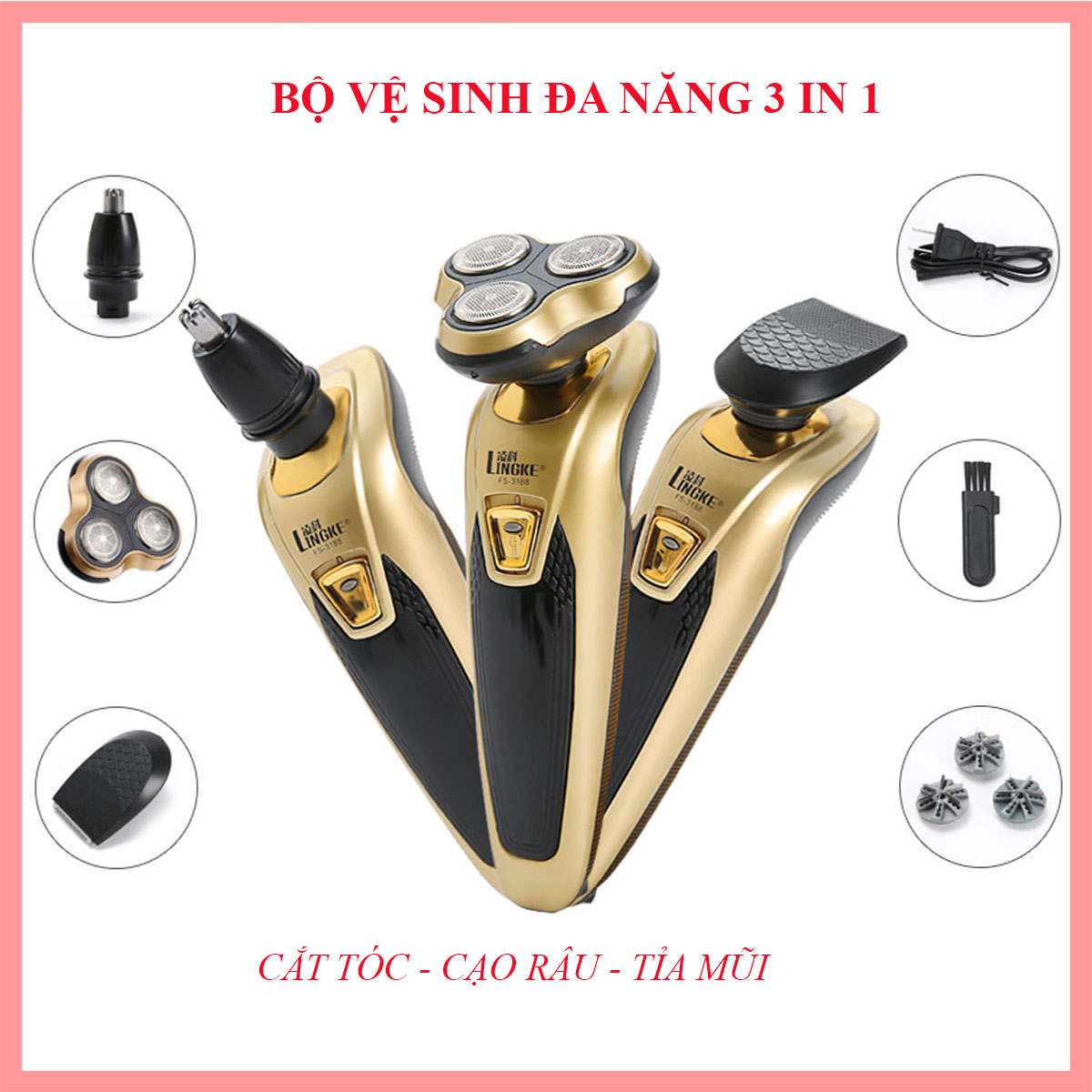 [ HÀNG TẬN XƯỞNG ] Máy Cạo Râu 3 Lưỡi, Dao Cạo Râu Cầm Tay Siêu Bén - Chống Nước CR03