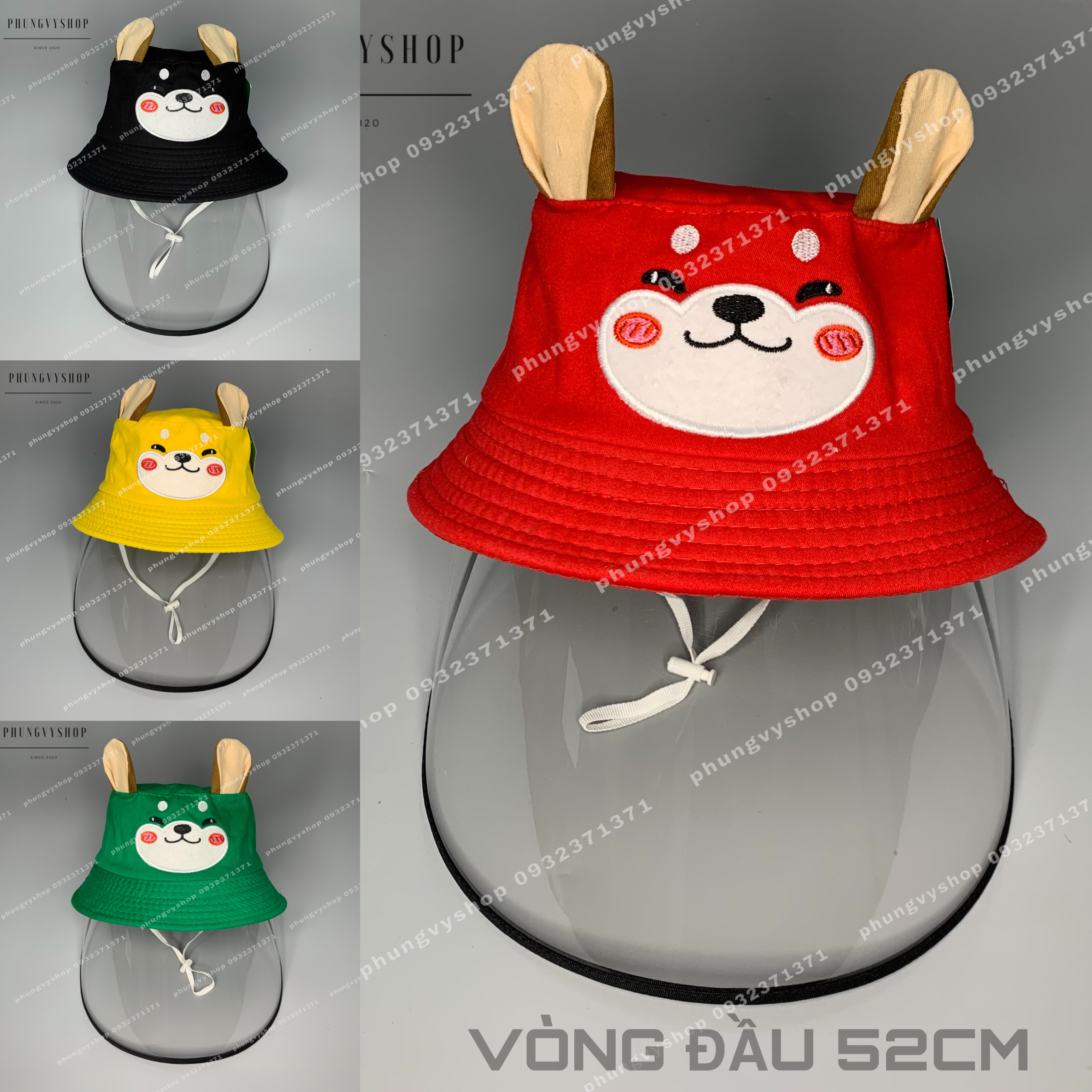 [HCM]Bé trên 2-6 tuổi-Nón chống giọt bắn mũ cản bụi Bé CÚN MÁ ĐỎ