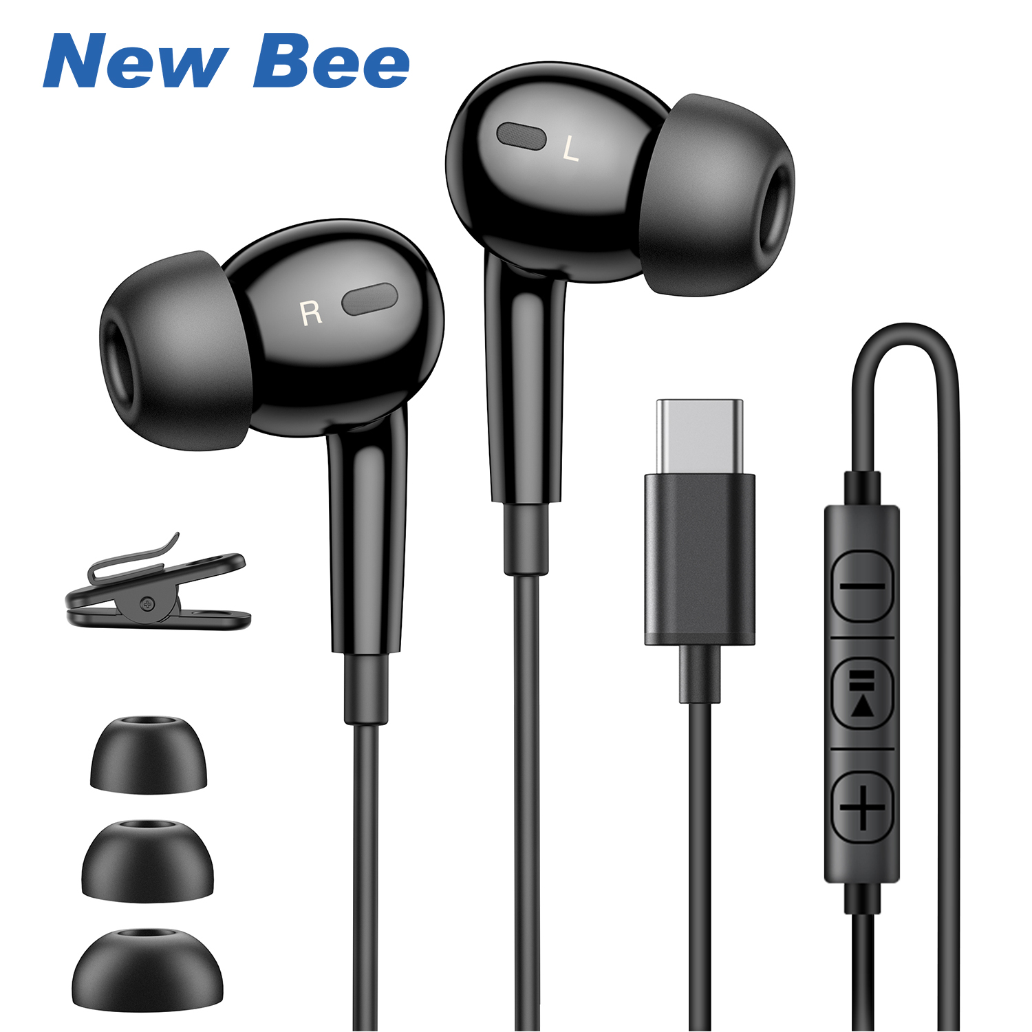 New Bee CH25 Wired Earphones Tai nghe có dây Giao diện loại C Tai nghe trong tai với micrô Không có độ trễ for Android Phone Samsung Phone iPhone 15