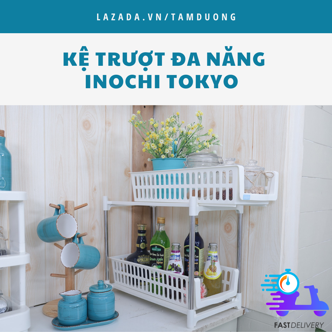 Kệ trượt đa năng Inochi (khay trượt linh hoạt tiện dụng, tiết kiệm diện tích) [HCM-Giao hoả tốc 2h]