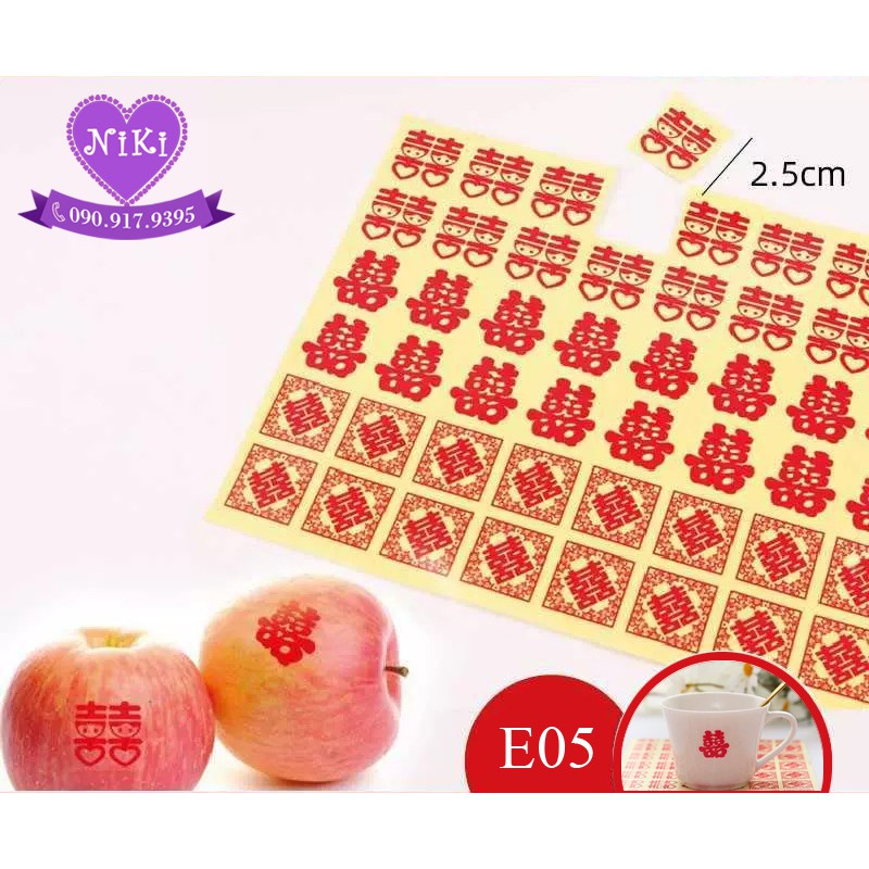 *chữ hỷ dán trái cây