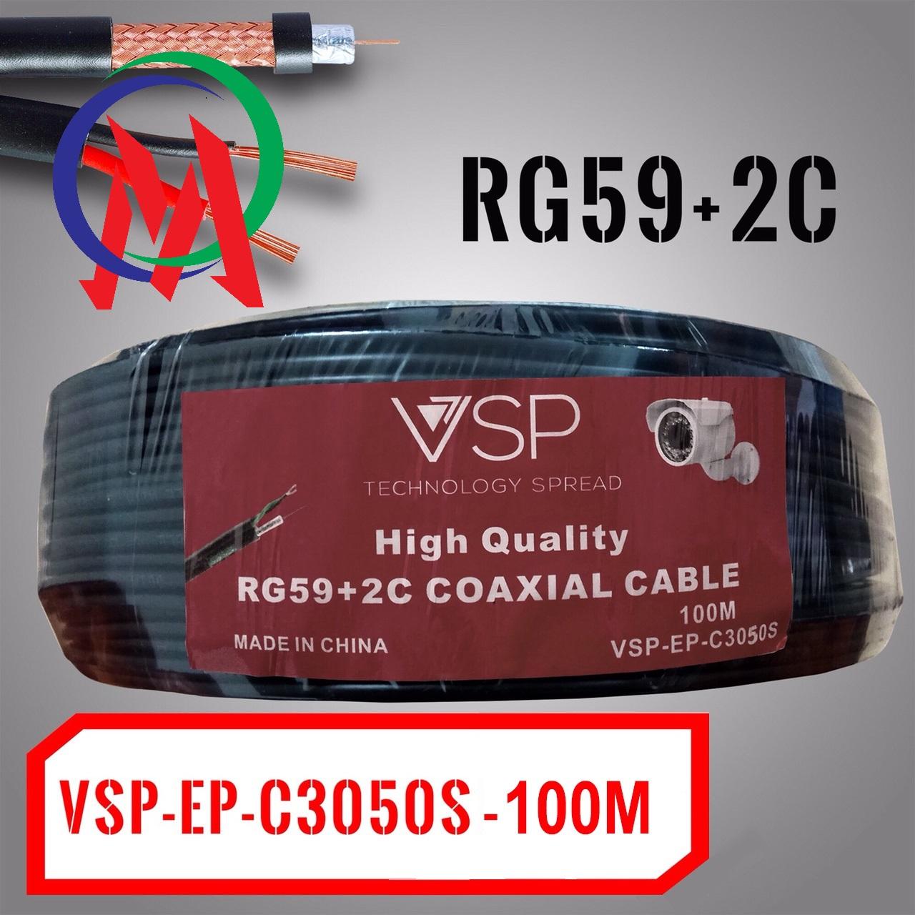 Cáp camera kèm nguồn 220v vsp-c3050s rg59+2c 100m
