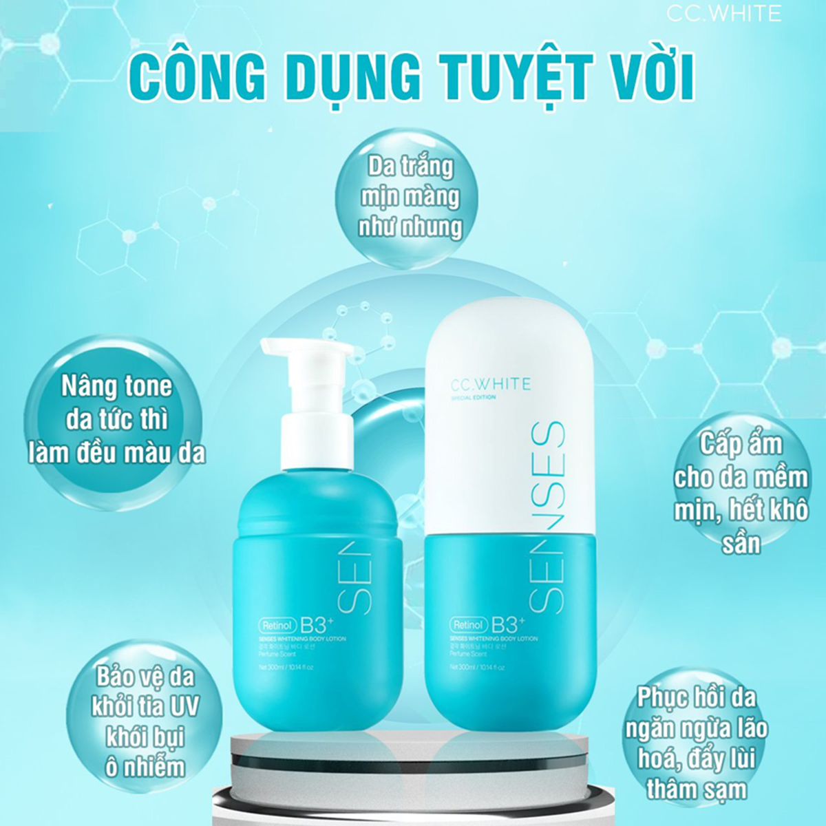 Kem dưỡng trắng da toàn thân cấy trắng body senses 300ml....